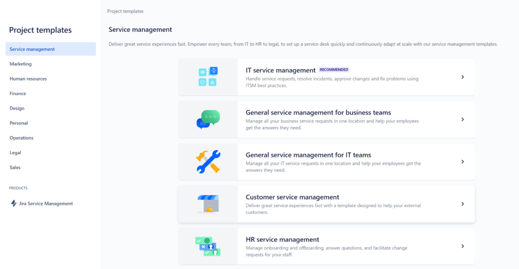 Jira Service Management projektu pārskats