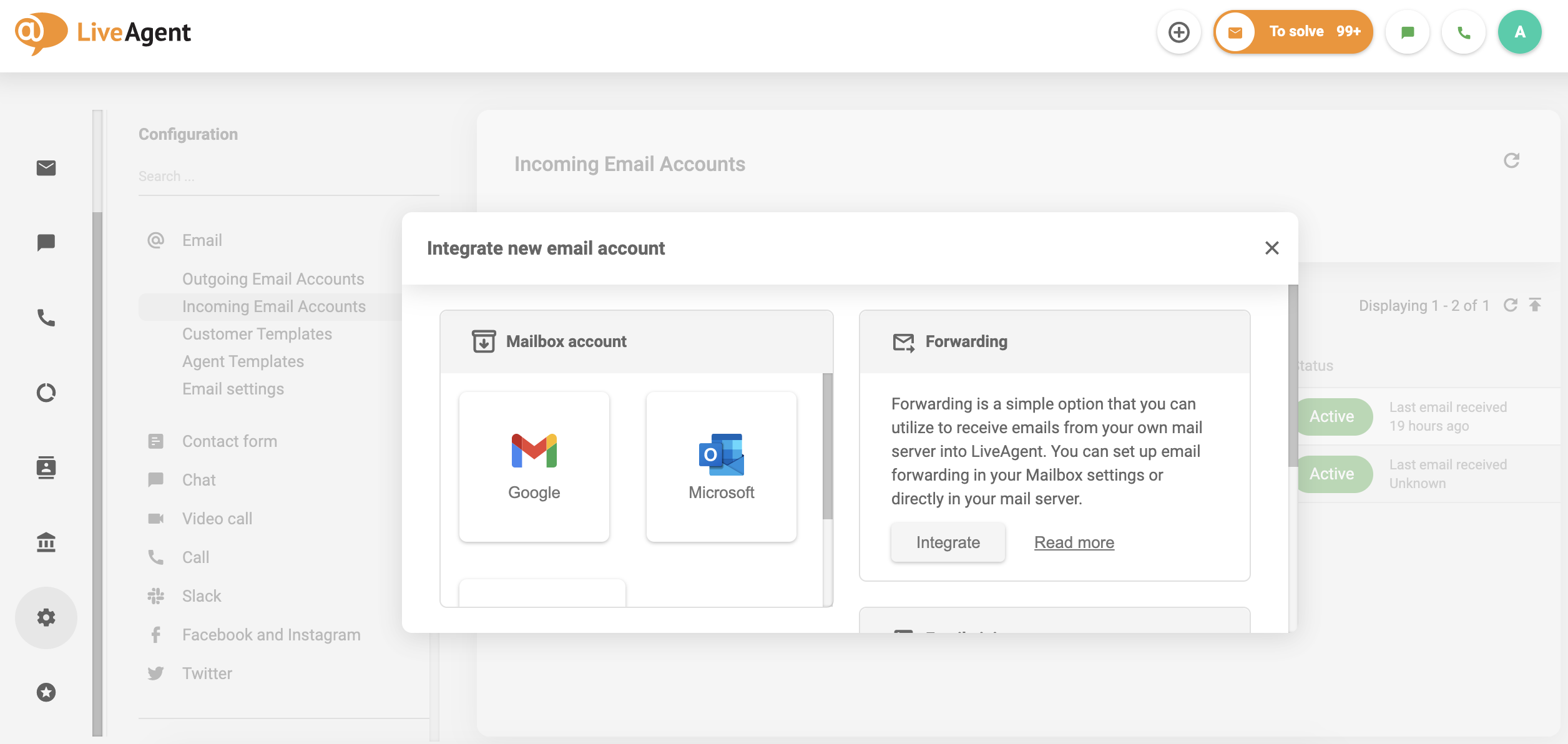 Piesakieties LiveAgent